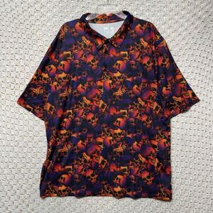 Obnoxious Golf Skulls All Over Print Polo Shirt Men's Size 3XL Purple Black